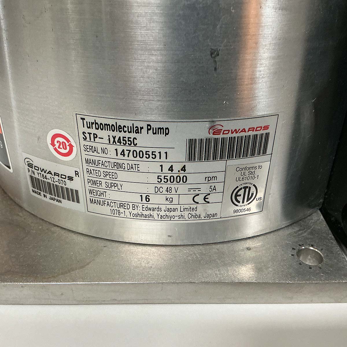 Edwards STP-iX455C YT641Z070 Turbomolecular Vacuum Pump - REBUILT